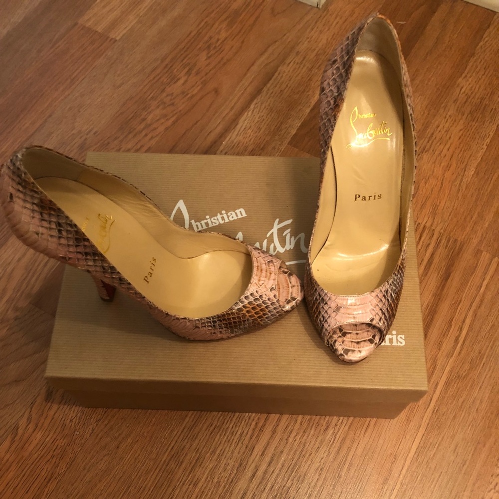 Louboutin Maryl 120 Watersnake Mimetique heels